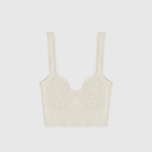 Manière de Voir Set - Beige Ribbed Contour Crop Top & Ombré Flared Leggings - Picture 9 of 15